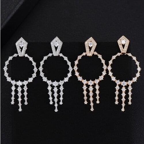 LARRAURI Trendy Tassels Cubic Zirconia Earring For Wedding Engagement Dress up Bridal Dubai Wedding Earring Fashion Jewelry 2019