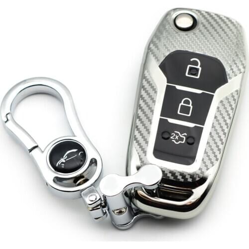 Soft TPU Car Key Chain Covers Case Accessories Cap Holder for Ford Explorer F150 F250 Ranger Ecosport Mondeo,Silver