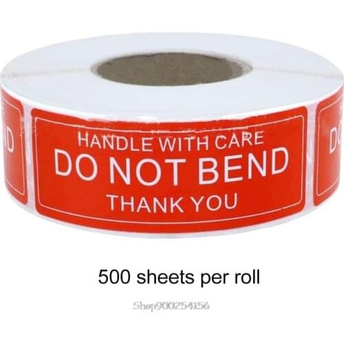 150 & 500Pcs/Roll Warning Sticker Handle With Care DO NOT BEND 2.5x7.5cm Packaging Remind Labels D11 20 Dropship
