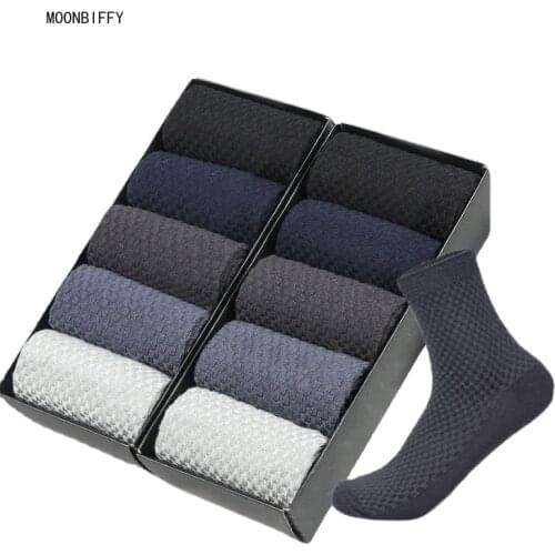 10 pairs of high quality bamboo fiber mens socks business breathable deodorant compression socks mens mid-length EUR 38-45