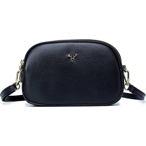 New one shoulder straddle womens bag with three layers of zipper and large capacity leather