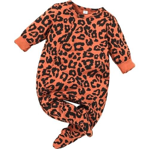 New Baby Footed Rompers Pajamas, Cute Animal Pattern Long Snap-Up Sunsuits Jumpsuits