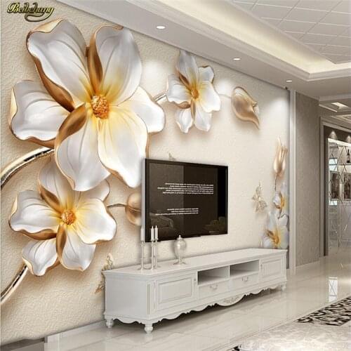 Beibehang papel de parede Custom photo wallpaper wall murals 3D stereo luxury gold flower jewelry TV wall background wall paper