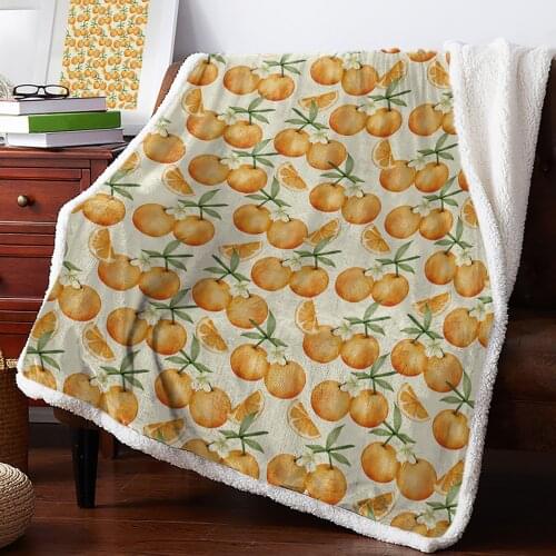Plant Fruit Orange Throw Blanket Soft Fleece Blankets Winter Blanket Portable Picnic Blankets Bedclothes