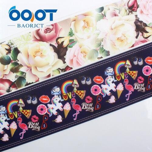OOOT BAORJCT G-18826-1004,75 mm,10 yards Cartoon Ribbons Thermal transfer Printed grosgrain Wedding Accessories DIY material