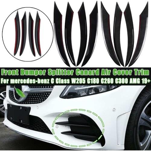 Pair For mercedes-benz C Class W205 C180 C260 C300 For AMG 2019+ Front Bumper Fog Light Lamp Splitter Canard Air Cover Trim