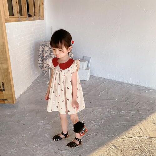 Girls' dresses 2021 summer childrens summer models foreign style doll collar cotton small fresh baby skirt factory direct sales
