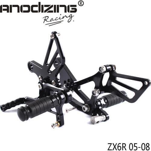 Full CNC Aluminum Motorcycle Adjustable Rearsets Rear Sets Foot Pegs For KAWASAKI ZX6R ZX-6R 2005-2008