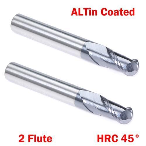 R3 R4 HRC45 2 Flute Tungsten Solid Carbide Altin Coated CNC Router Cutting Tool Ball Nose End Mill Milling Cutter