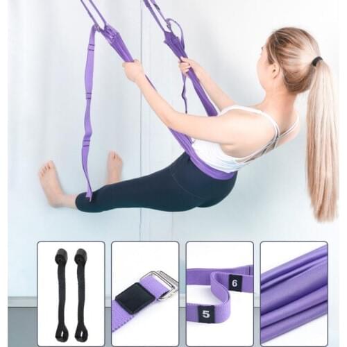 Adjustable Aerial Yoga Strap Hammock Swing Stretching Anti-gravity Handstand Exercise Elastic Belt Yoga Body Flexibility Trainer