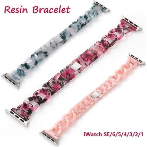 Slim Strap for Apple Watch Band 38mm 40mm 42mm 44mm Resin Link Wristband Replacement for iWatch SE Series 6/5/4/3/2 Bracelet