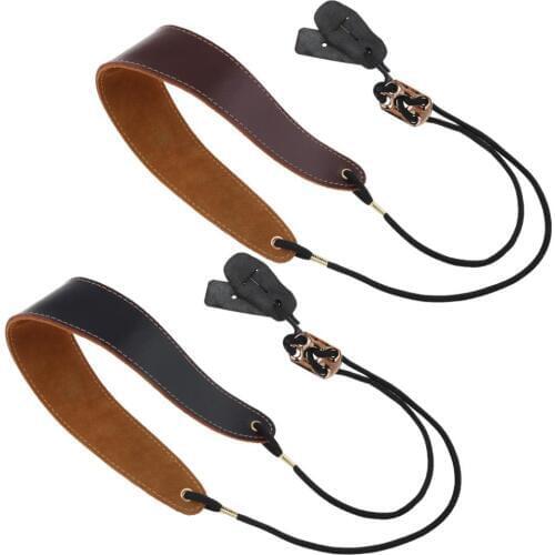 Saxophone Clarinet Neck Strap Adjustable Genuine Leather Single Shoulder Strap Metal Buckle for Saxophone Clarinet