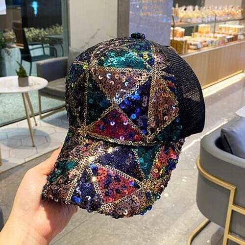 Hat female summer fashion sequins baseball cap Snapback Bone girl shading sunscreen mesh hat wholesale
