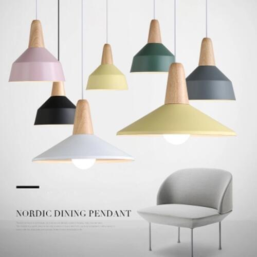 Nordic Design Macarons Color Postmodern Restaurant E27 bulb Personality home decor lighting Single Head Wood Pendant lamp