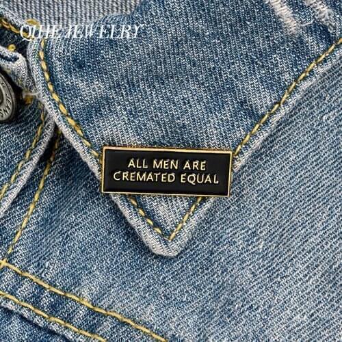 QIHE JEWELRY Warning Phrase Enamel Lapel Pins Black Letters Brooches Badges Fashion Pin Gift for Friend Wholesale