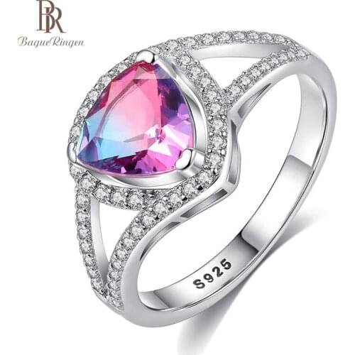 Bague Ringen Charms Pure Sterling Silver 925 Ring for Women Jewelry Trendy Geometry Colour Gemstone Female Engagement Ring Gift