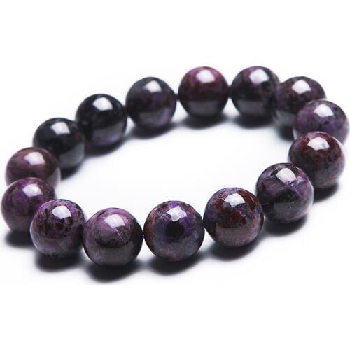 15mm South African Genuine Purple Sugilite Natural Stone Bracelets For Women Lady Healing Round Beads Stretch Charm Bracelet
