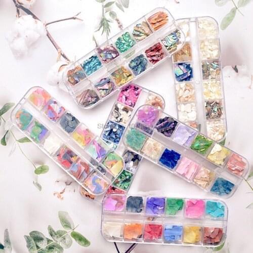 200set Mix Color Natural Rhinestone For Nails 3D Gradient Broken Shell Slices Nail Art Decorations Nail Glitter Flakes