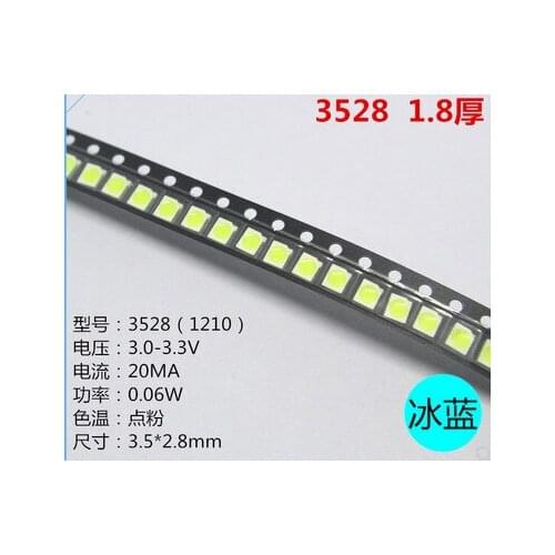 200pcs 3528 ice blue smd led Plcc-2 smd 3528 led 1210 ice blue water clear blue led 3.5*2.8*1.9mm