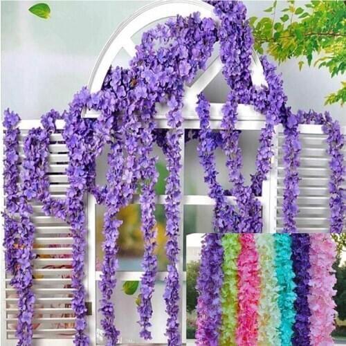3 Meters Artificial Hydrangea Wisteria Flower Vine Wedding Backdrop Wall Home Garden Hanging Decorations