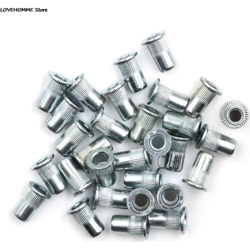30pcs Stainless Steel Rivnut Threaded Flat Head Rivet Insert Nutsert 304 M5 Thread Rivet Nut Insert Nutsert Knurled Nuts Cap