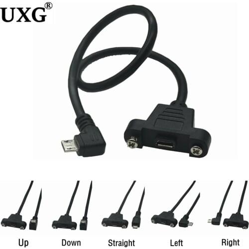 Micro-USB 5pin Micro USB USB 2.0 Male Connector to Micro USB 2.0 Female Extension Cable 30cm 50cm With screws Panel Mount Hole