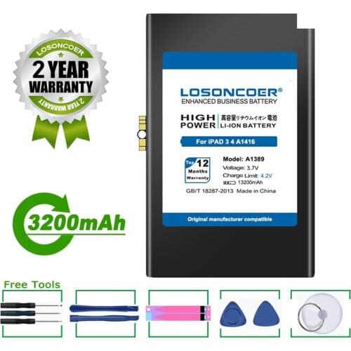 LOSONCOER Battery 13200mAh A1389 For iPad 3 4 A1458 A1403 A1416 A1430 A1433 A1459 A1460 A1389 Series Tablet Battery