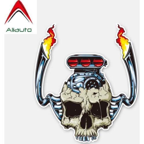Aliauto Creative Car Sticker Torch Brilliant Retro Skull Accessories Vinyl Decal Cover Scratches for Skoda Octavia A7,13cm*11cm
