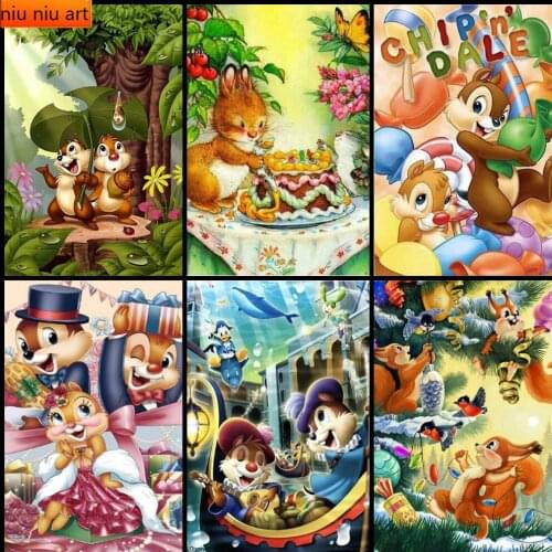 Disney Chip 'n' Dale Diamond Painting Cartoon Squirrel Full Square/Round Diamond Mosaic Childrens Room Decor Handwork