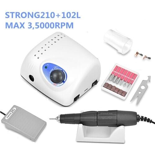 New 65W Strong 210 102L Brushless Nail Drills Manicure Machine Pedicure Electric Strong 35000RPM File Bits Nails Art Equipme