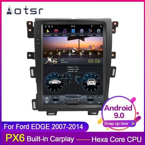 AOTSR 12.1" Android 9.0 PX6 Tesla style DSP HD screen Car GPS Navigation For Ford Edge 2007-2014 WIFI Multimedia Player Radio