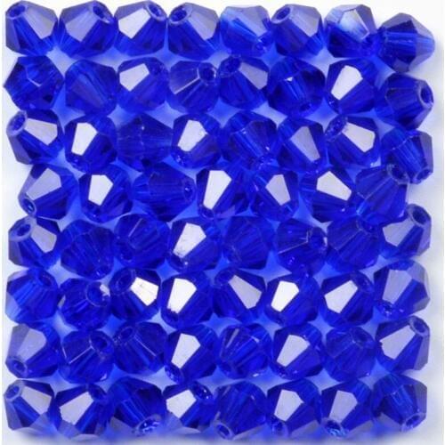 100pcs Blue Color 4mm Bicone Crystal Beads Glass Beads Loose Spacer Beads DIY Jewelry Making Austria Crystal Beads