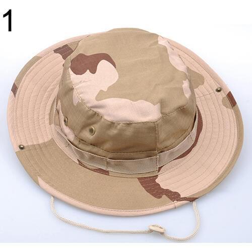 Fast Shipping Unisex Woodland Fishing Hiking Travel Military Sun-proof Camo Boonie Hat Cap