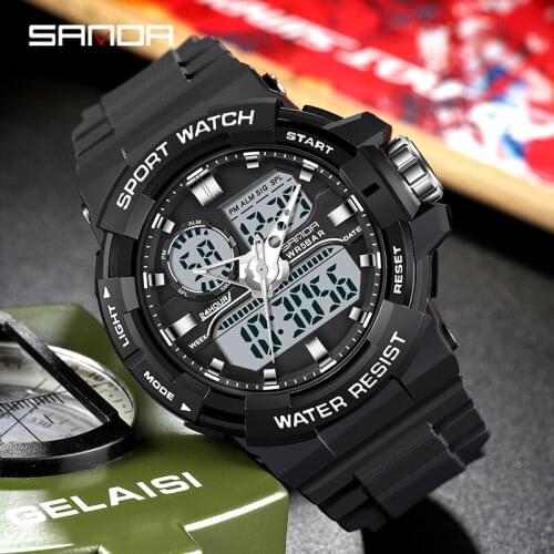 SANDA Top Brand Military Sport Watch Mens G Style Digital Watch Men Quartz Wristwatches 50M Waterproof Clock Relogio Masculino