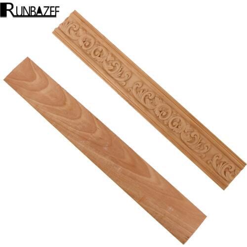 RUNBAZEF Rubber Wood Carved Onlay Applique Unpainted Furniture For Vintage Home Decor Door Cabinet Decoration Colo Figurine