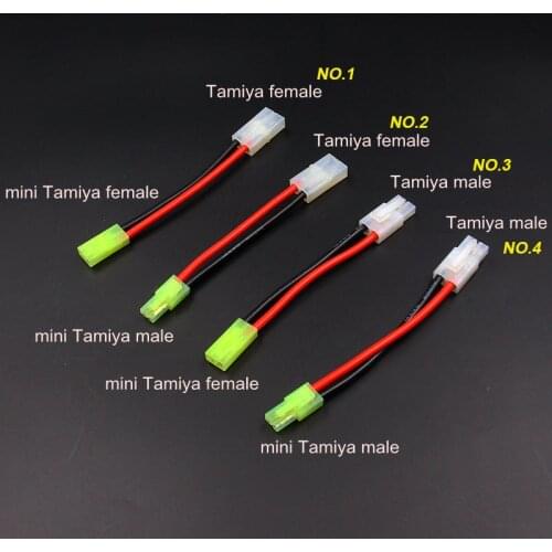 FATJAY 4pcs/lot big Tamiya to mini Tamiya male female connector adapter converter lead 10cm16AWG soft siliocne wire for RC hobby