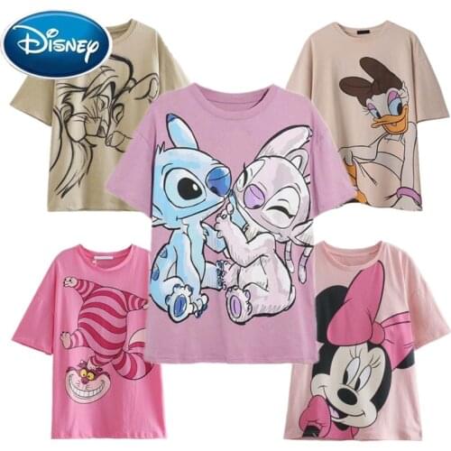 SIMBA Disney Family T-shirt Women T-shirt Cotton Tee Tops Print Fashion Cartoon O-neck Casual Short Boyfriend Style Old Style