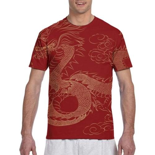 Golden Dragon Red T shirt Man T-shirt 2020 Summer Round Neck Tshirts Tee Shirts Men Streetwear T-shirts Short Sleeve