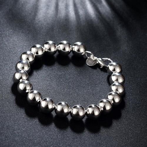 Hot sale fashion 925 sterling silver Bracelet for man woman classic 10MM Bead chain Wedding party Christmas Gifts new Jewelry