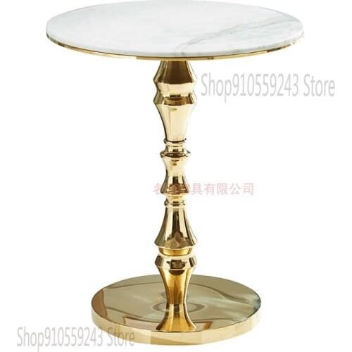 Customized Nordic Light Luxury Marble Sofa Side Table Simple Stainless Steel Designer Corner Coffee Table Hotel Sales Department