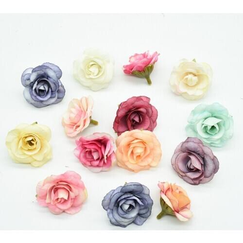 100 Pieces Artificial rose head home decoration accessories Fake flower Diy Wedding Holiday supplies Scrapbooking Christmas Gift