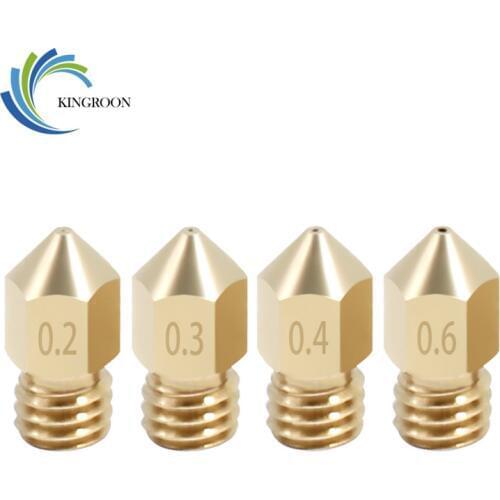 KINGROON 5PCS MK8 Copper Nozzles For 3D Printer Parts 0.2 0.3 0.4 0.5 0.6 0.8 1.0mm J-head Extrusion Nozzle For 1.75mm Filament