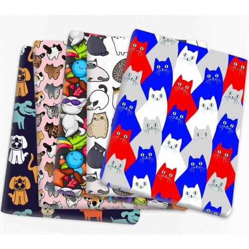 Patchwork Cat Printed Polyester Cotton Fabric for Tissue Sewing Quilting Fabrics Needlework Material DIY Handmade,c15181