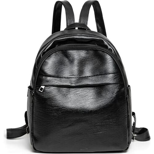 Fashion New Female Backpack Solid Color Multi Purpose PU Leather Handbag School Bag for Youth Women