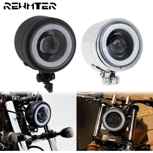 Motorcycle LED Amber Angel Eye Headlight Running Light Headlamp For Sportster 1200 883 XL Choppers Bobber Softail Dyna Fat Boy