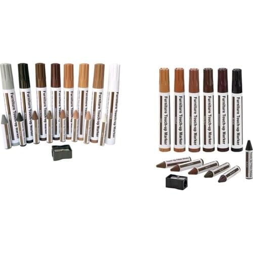 Furniture Repair Kit Wood Markers - Markers and Wax Sticks with Sharpener Kit, for Scratches, Wood Floors