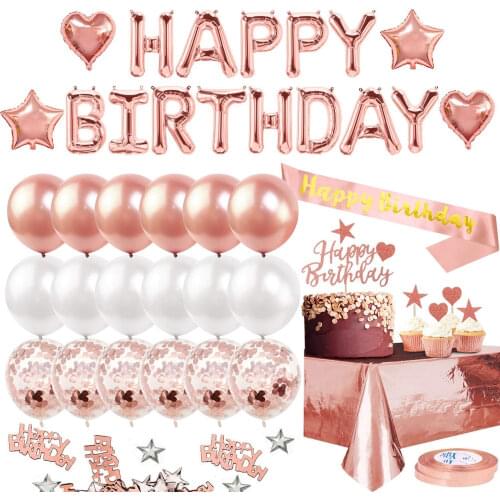 Rose Gold Birthday Party Decorations Kit for Wedding Birthday Party Baptism Party Decoration pink birthday decoration