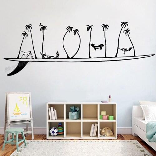 Surfing Wall decal Aloha Wave Surf rider Ocean Slip Surf school Water Surf board beach Wall Sticker Room Decor Vinyl Decal B253
