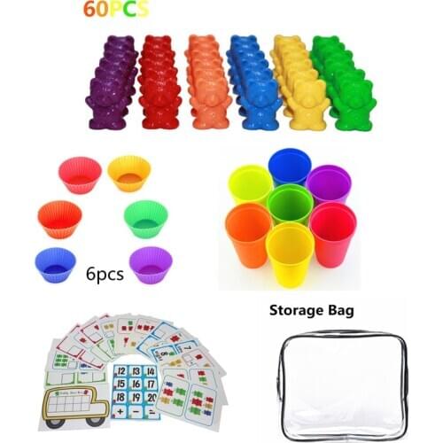 NEW Counting Bears With Stacking Cups - Montessori Rainbow Matching Game, Educational Color Sorting Toys For Toddlers Baby