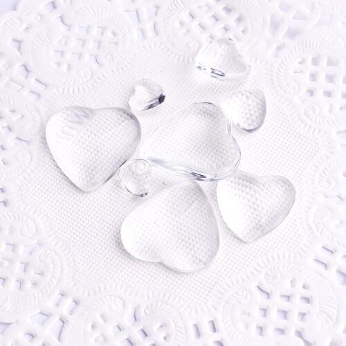 New Handmade Mix Size Transparent Clear Glass Heart Flatback Cameo Cabochon Domed DIY Jewelry Charm Photo Pendant Setting